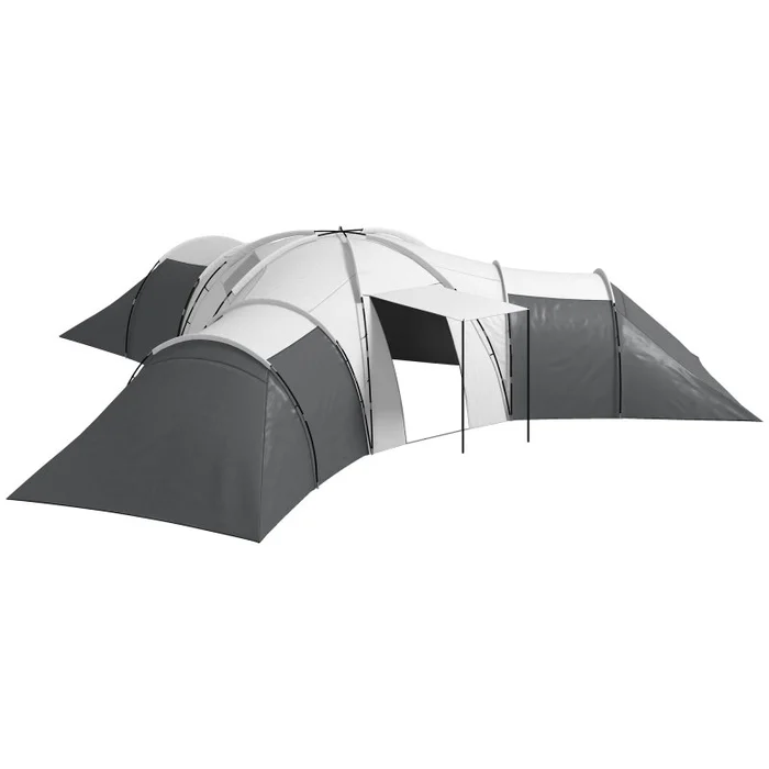 Outsunny 6-9 Man Large Tunnel Tent with 3 Bedroom, Living Area and Porch, 2000mm Waterproof Camping Tent, Portable with Bag, for Fishing Hiking Festival, Dark Grey