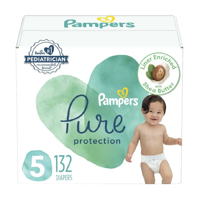 Pampers Pure Protection Diapers Size 5, 132 count – Disposable Diapers