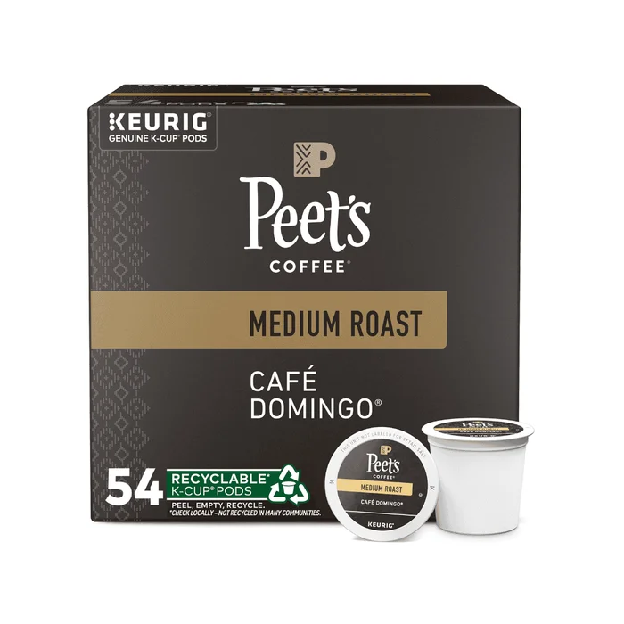 Peet’s Coffee, Medium Roast K-Cup Pods for Keurig Brewers – Café Domingo 54 Count (1 Box of 54 Pods)