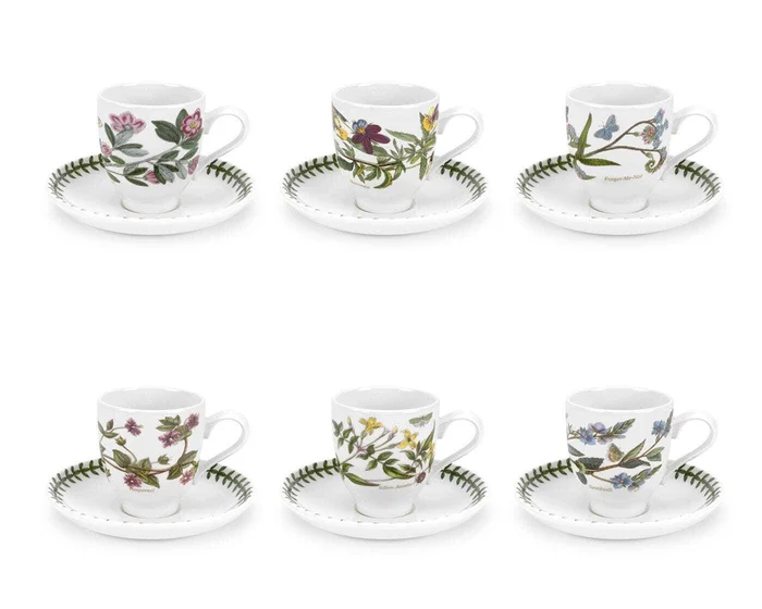 Portmeirion Botanic Garden Coffee Cup and Saucer Set of 6