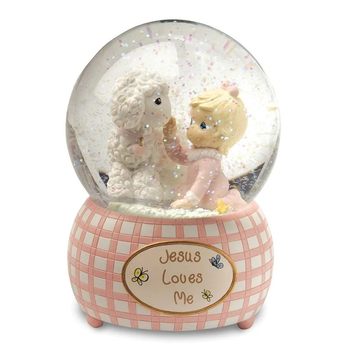 Precious Moments Jesus Loves Me Pink Waterglobe