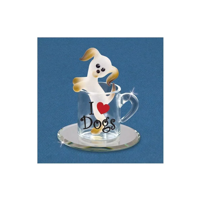 Pup In A Cup Glass Figurine