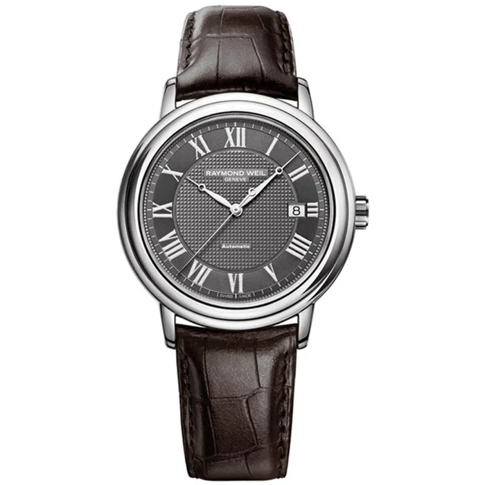 Raymond Weil Men’s Automatic Watch – Maestro Grey Dial Brown Strap | 2837-STC-00609