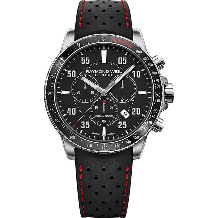Raymond Weil Men’s Chrono Watch – Tango 300 Black Dial Rubber Strap | 8570-SR1-05207