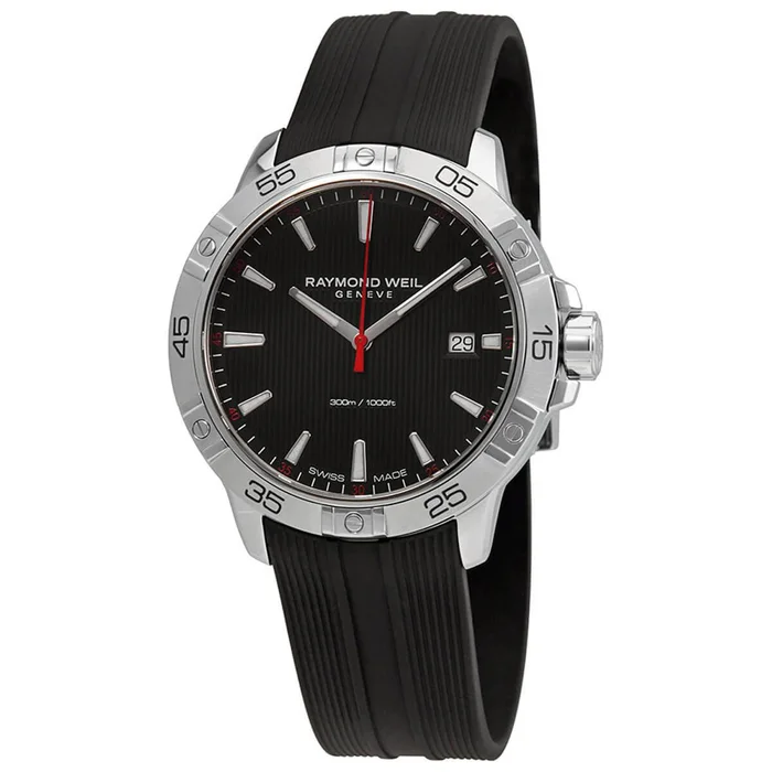 Raymond Weil Men’s Quartz Watch – Tango Black Dial Rubber Strap | 8160-SR2-20001
