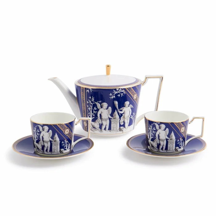 Renaissance Gold Teapot and Teacup Saucer Set of 2