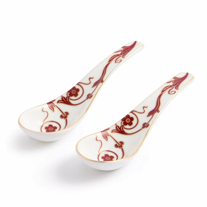 Renaissance Red Chinese Soup Spoon Set of 2