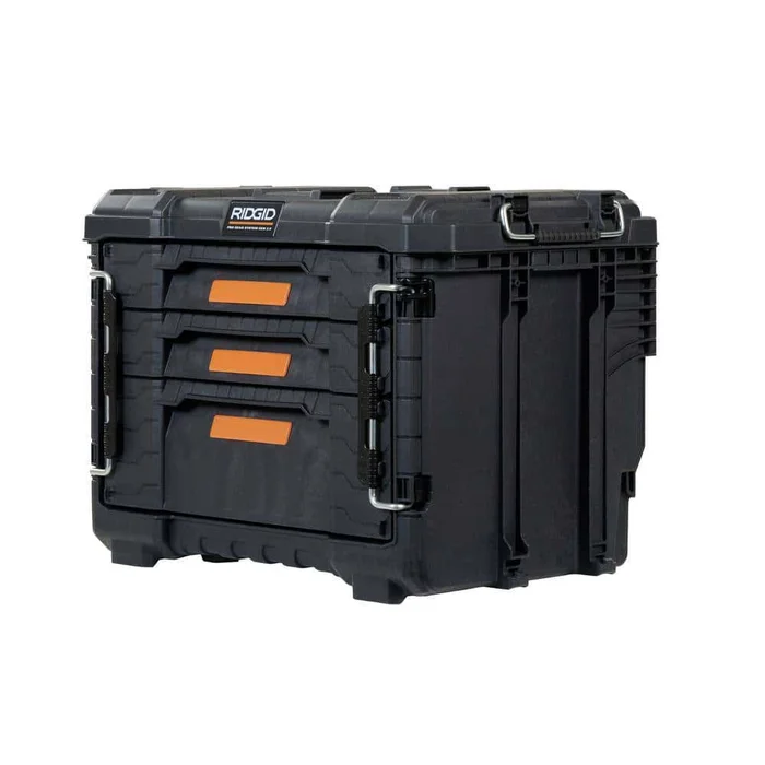 RIDGID 255334 Pro Gear System Gen 2.0 XL 3-Drawers Water and Dust Resistant Durable Tool Box With Dividers For Internal Organization