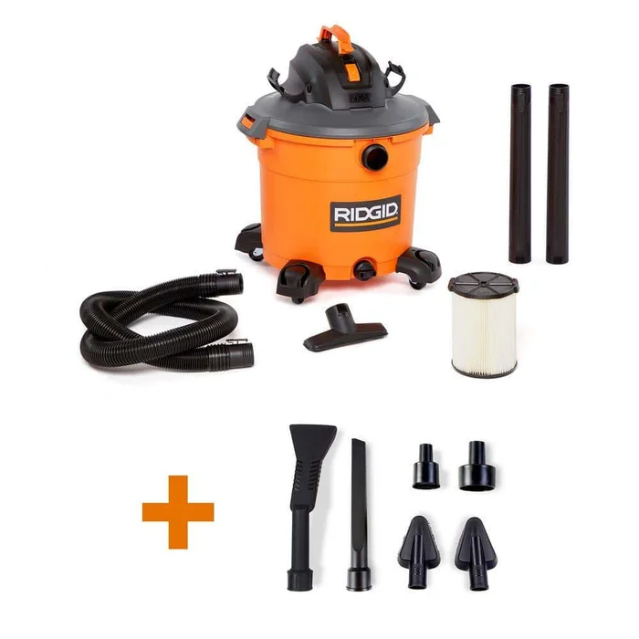 RIDGID HD1640C 16 Gallon 5.0 Peak HP NXT Wet/Dry Shop Vacuum with Filter, Locking Hose, Accessories and Car Cleaning Kit