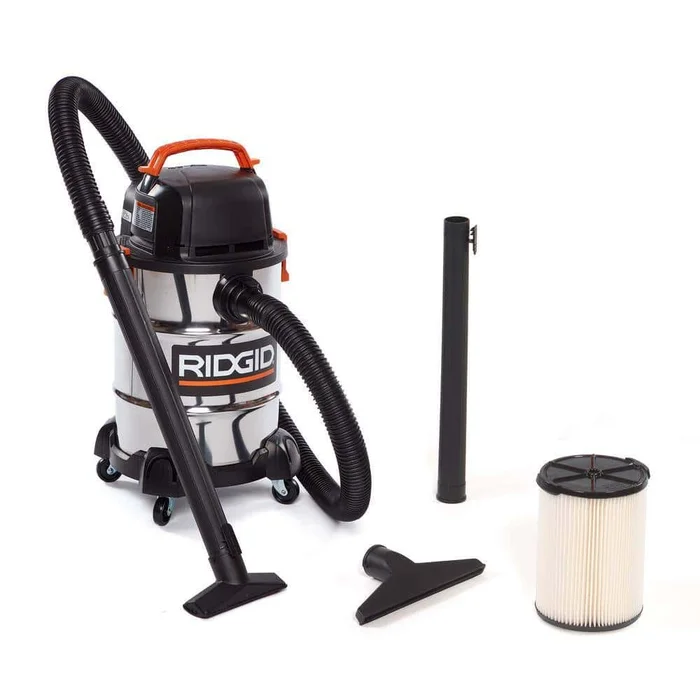RIDGID WD6425 6 Gallon 4.25 Peak HP Stainless Steel Wet/Dry Shop Vacuum with Filter, Locking Hose and Accessories