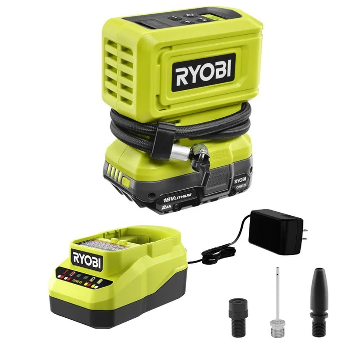 RYOBI ONE+ 18V Cordless High Pressure Inflator Kit with 2.0 Ah Battery and Charger PCL001K1