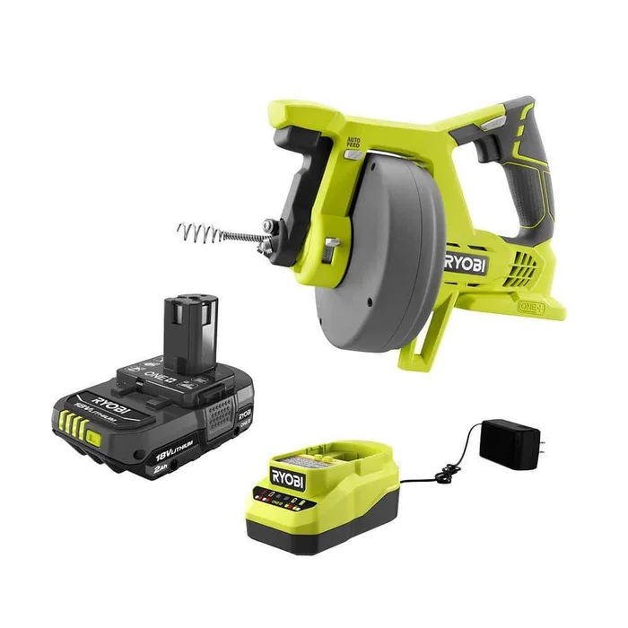 RYOBI P4001-PSK005 ONE+ 18V Cordless Drain Auger and 2.0 Ah Compact Battery and Charger Starter Kit