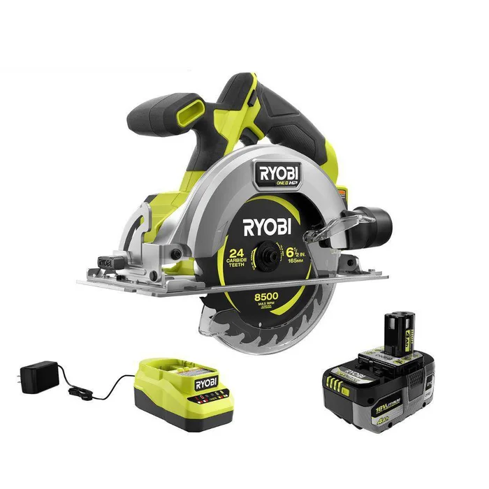 RYOBI PSBCS01K1 ONE+ HP 18V Brushless Cordless Compact 6-1/2 in. Circular Saw Kit with 4.0 Ah HIGH PERFORMANCE Battery and Charger
