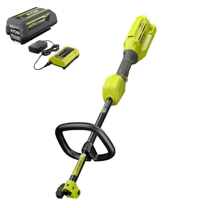 RYOBI RY40226 40V Expand-It Cordless Battery Attachment Capable Trimmer Power Head with 4.0 Ah Battery and Charger