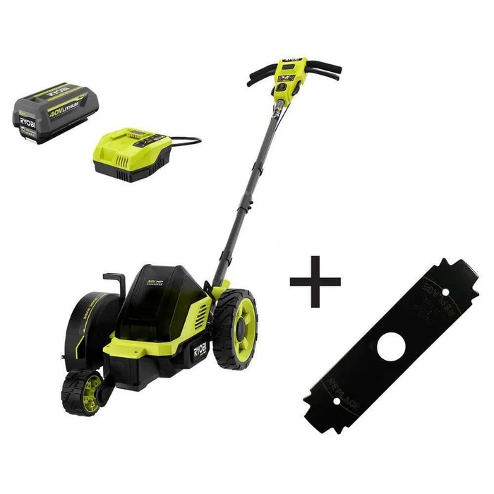 RYOBI RY40760-AC 40V HP Brushless 9 in. Edger w/ Extra Edger Blade, 4.0 Ah Battery and Charger