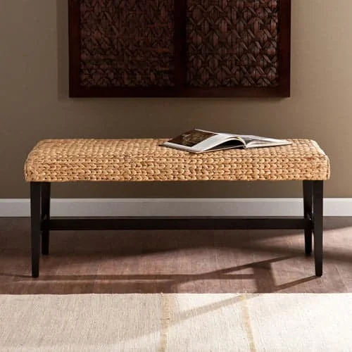 Samiford Water Hyacinth Bench, Black and Natural by Birch Harbor