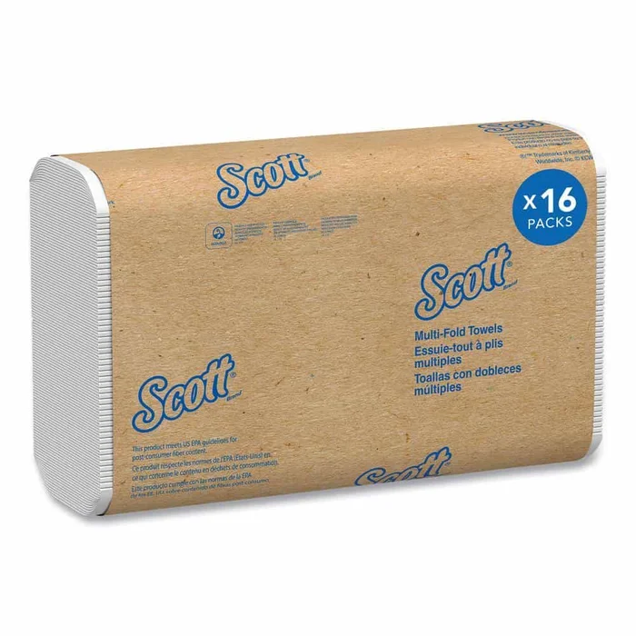 Scott KCC37490 Essential Multi-Fold Towels 8 x 9 2/5 in White (250 Sheets per Pack, 16 Packs per Carton)