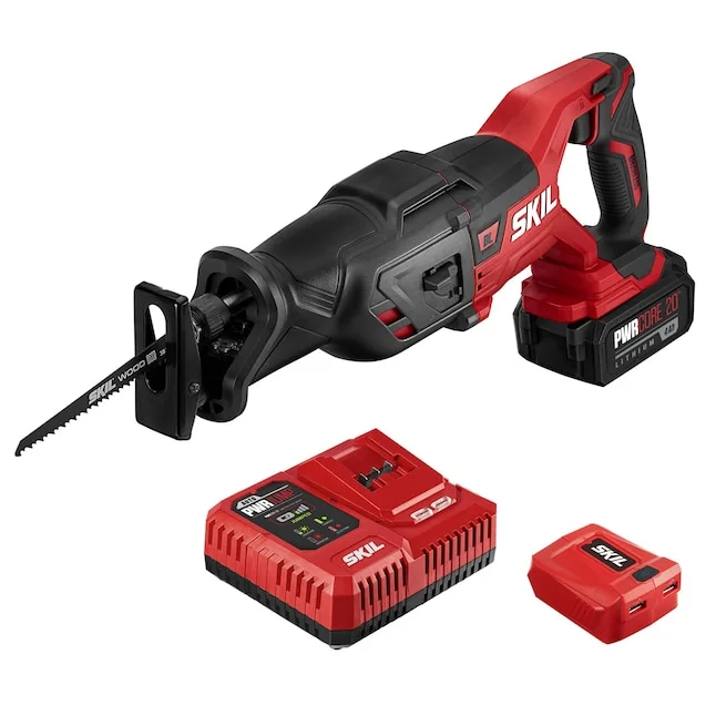 SKIL Reciprocating Saw RS5884-1A PWR Core 20 Brushless 20V with 4.0Ah Battery, PWRJump Charger, and PWRAssist USB Adapter