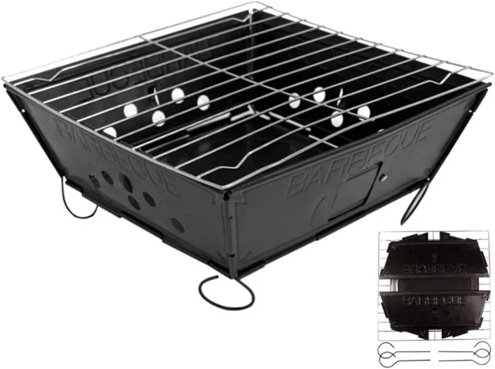Small Portable BBQ by Fresh Grills. Folding Portable BBQ for Camping. Foldable Barbecue Fire Pit Ideal for Backpacking and Camping