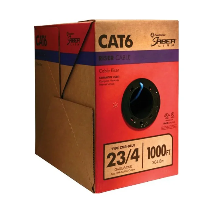 Southwire 1000-ft 23 CAT 6 4 Riser Blue Data Cable Pull box
