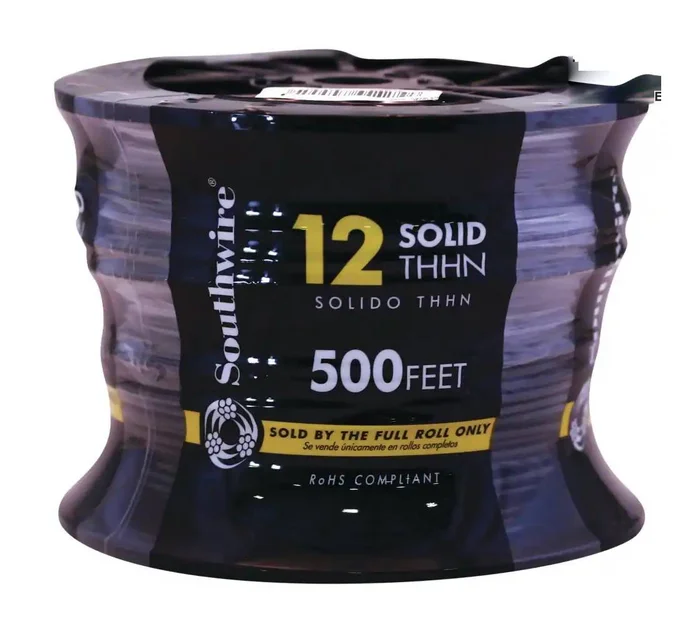 Southwire 500-Feet 12 -AWG Black Solid Copper THHN wire ( By-the-roll )