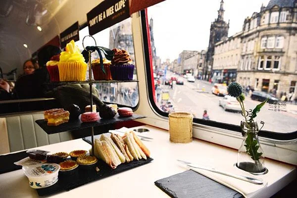 Sparkling Afternoon Tea Edinburgh Bus Tour with Red Bus Bistro