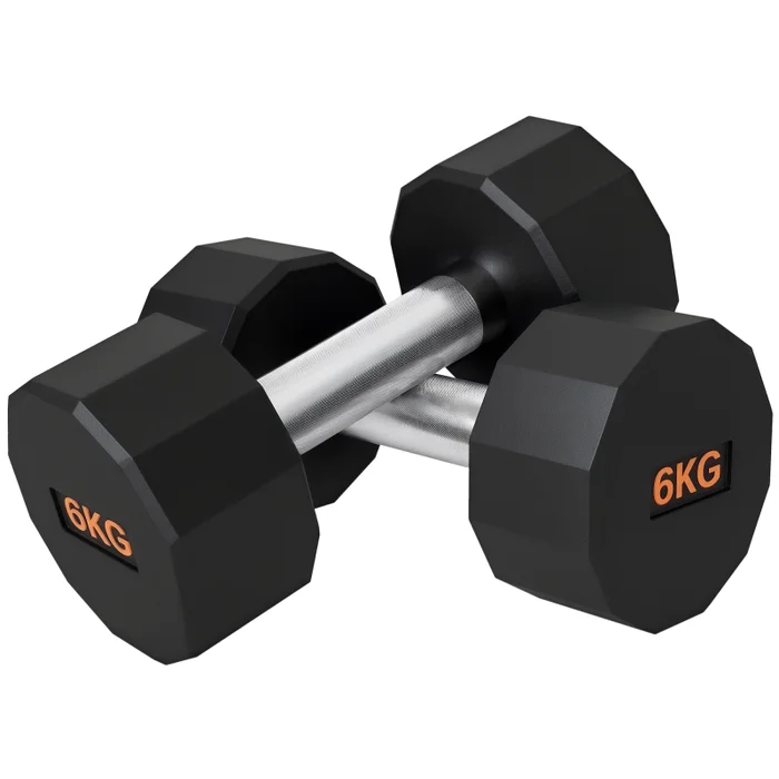 SPORTNOW Dumbbells Set, Hand Weights Pair with 12-Sided Shape and Non-Slip Grip for Men Women Home Gym Workout, 2 x 6kg