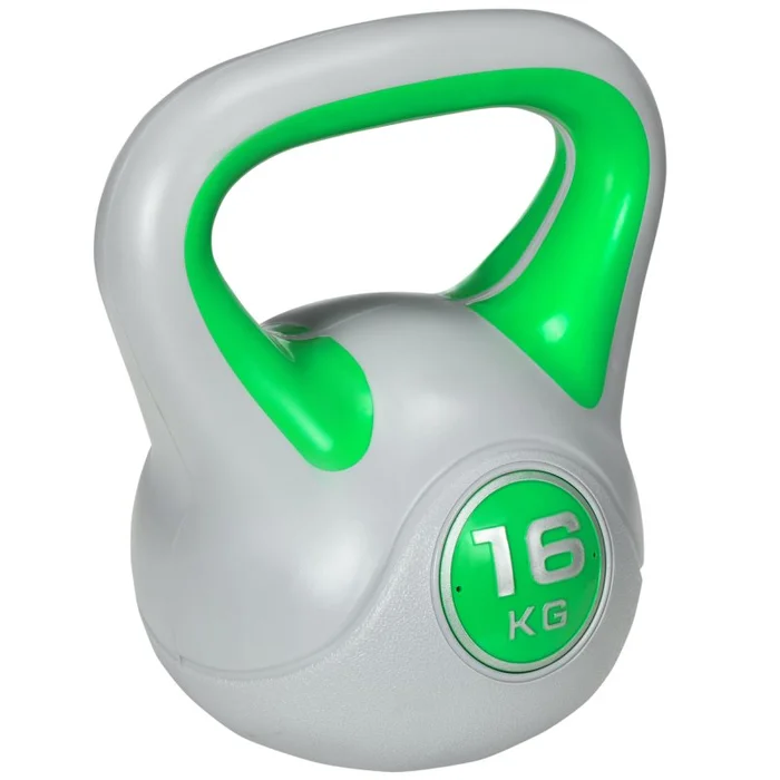 SPORTNOW Kettlebell, 16kg Kettle Bells with Handle for Home Gym Weight Lifting and Strength Training, Green and Grey