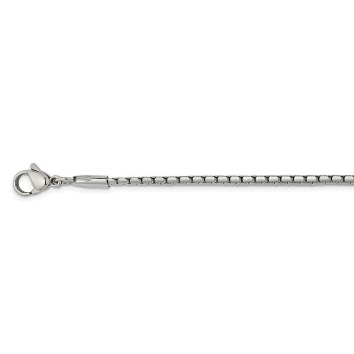 Stainless Steel 2.50mm Polished Fancy Box Chain