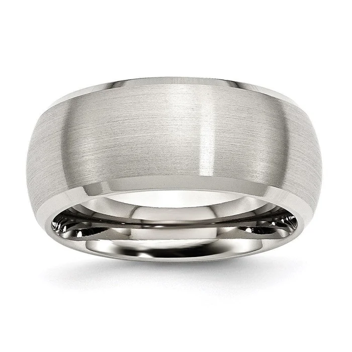 Stainless Steel Beveled Edge 10mm Brushed and Polished Band