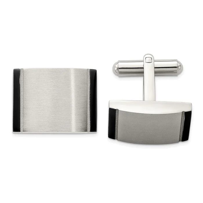Stainless Steel Black Acrylic Cufflinks