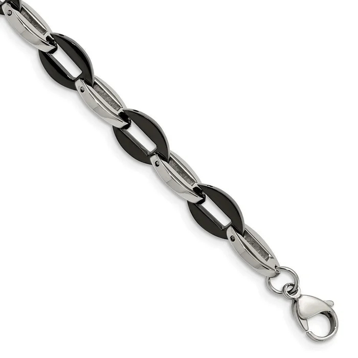 Stainless Steel Black IP plated Fancy 7.5in Bracelet
