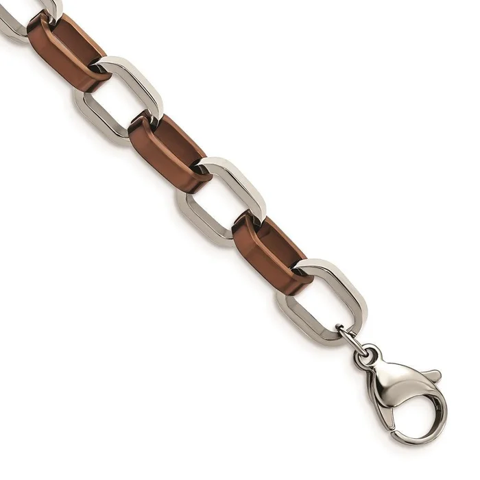 Stainless Steel Brown IP-plated 8.5in Bracelet