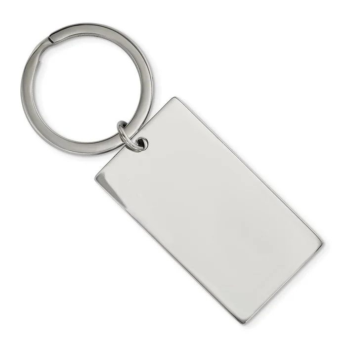 Stainless Steel Brushed & Polished 1.85mm Rectangle Reversible Key Chain