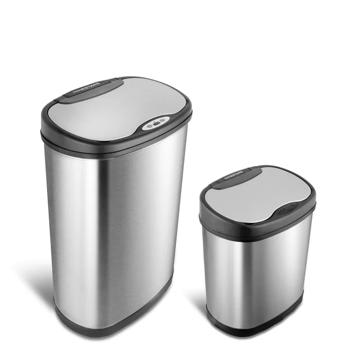 Stainless Steel Motion Sensor Trash Can Set