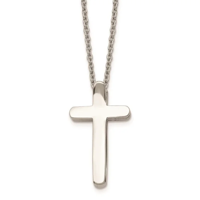 Stainless Steel Religious Fish & Cross Necklace