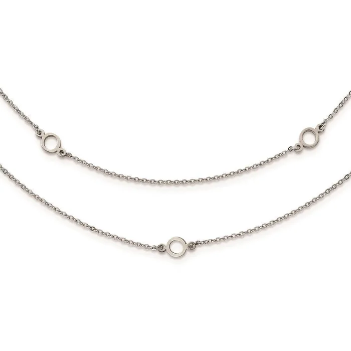 Stainless Steel Two Strand w/2in. Ext. Necklace