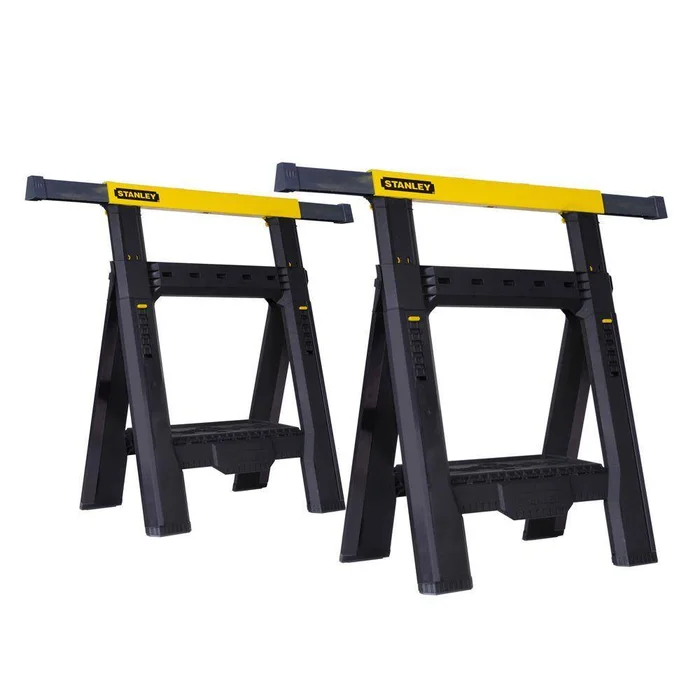 Stanley STST60626 32 in. H Plastic 2-Way Adjustable Folding Sawhorse (2 Pack)