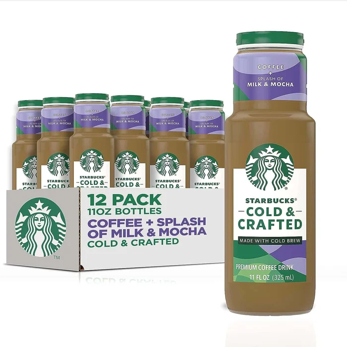 Starbucks – RTD Cold & Crafted Coffee, Splash of Milk + Mocha, 11 Fl Oz (Pack of 12)
