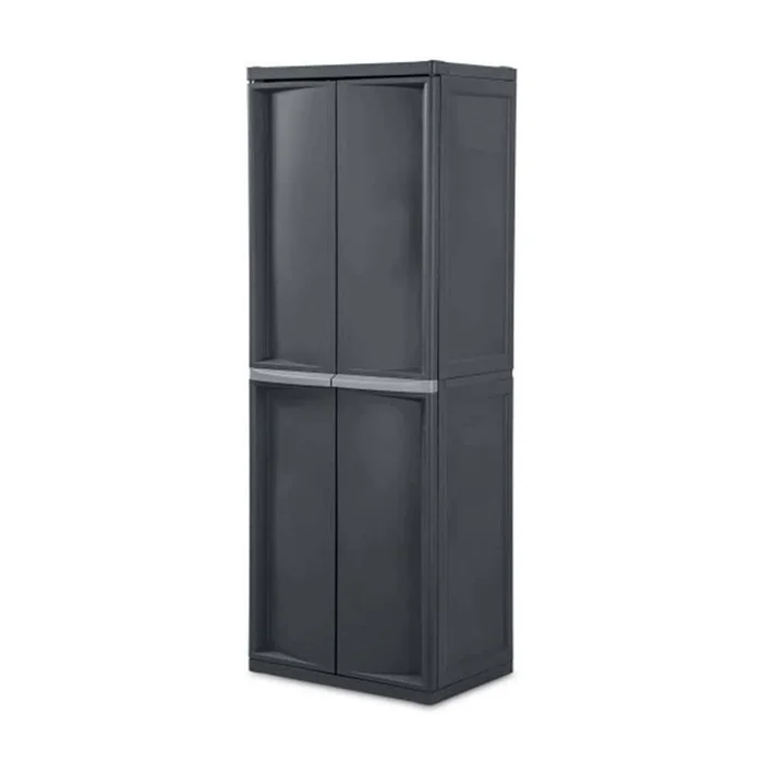 Sterilite Adjustable 4-Shelf Gray Storage Cabinet with Doors