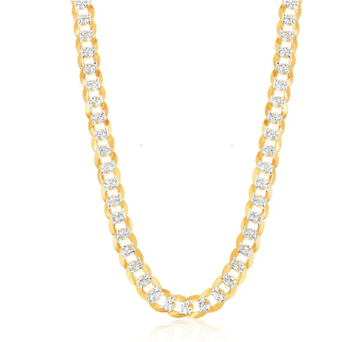 Sterling Silver GP 7.3mm Flat Pave Cuban Chain, 20″