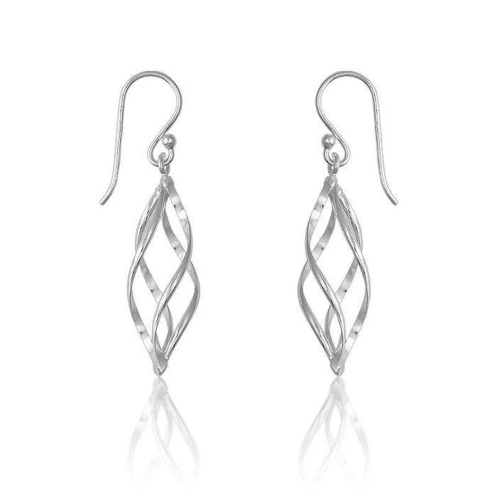 Sterling Silver Lined Oval Earrings