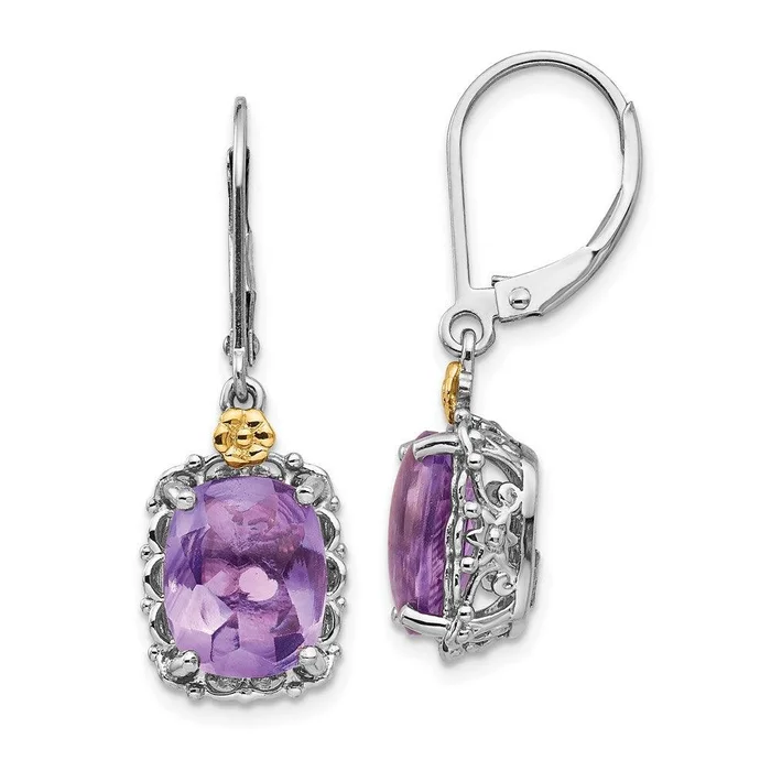 Sterling Silver w/14k Amethyst Earrings