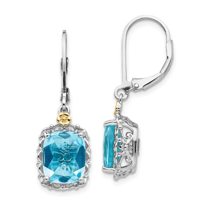 Sterling Silver w/14k Blue Topaz Earrings
