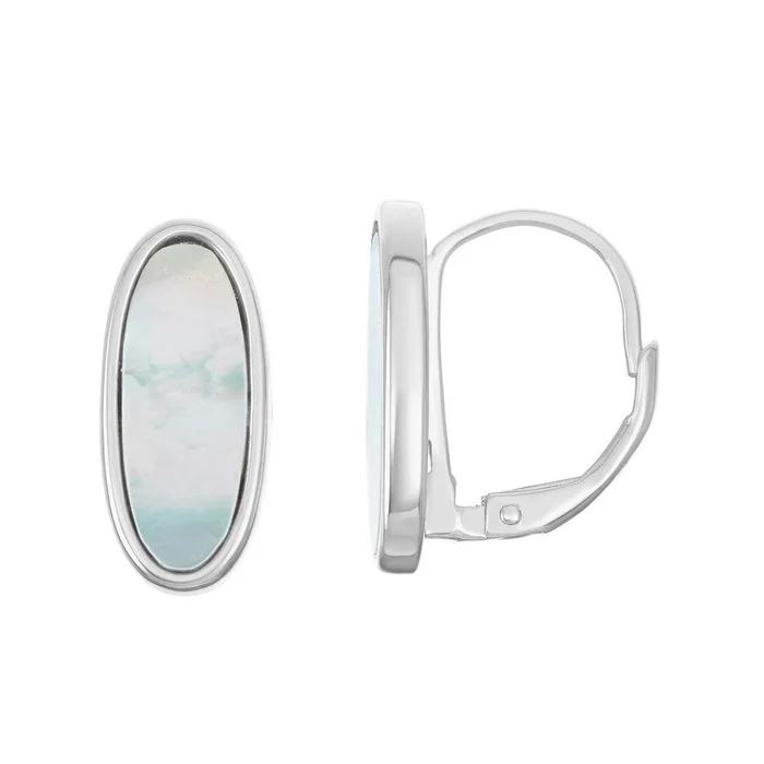 Sterling Silver White Oval MOP Earrings