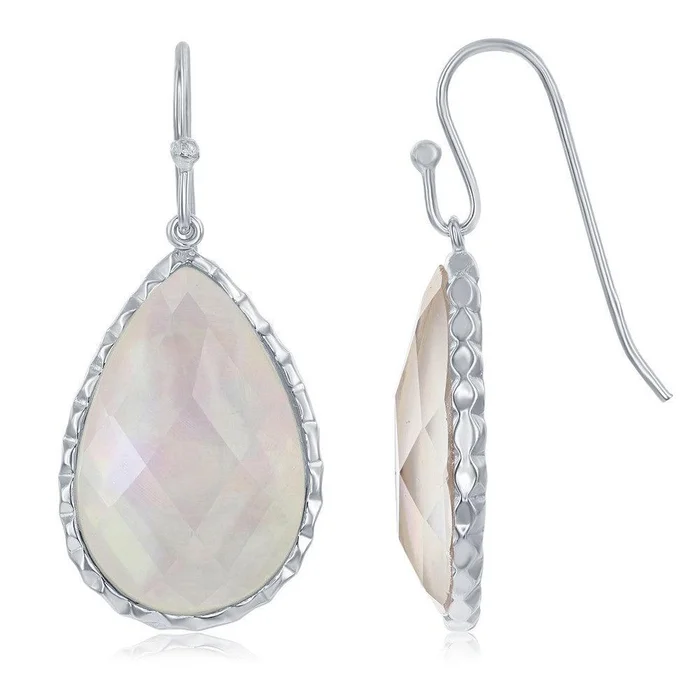 Sterling Silver White Teardrop MOP Doublet Earrings