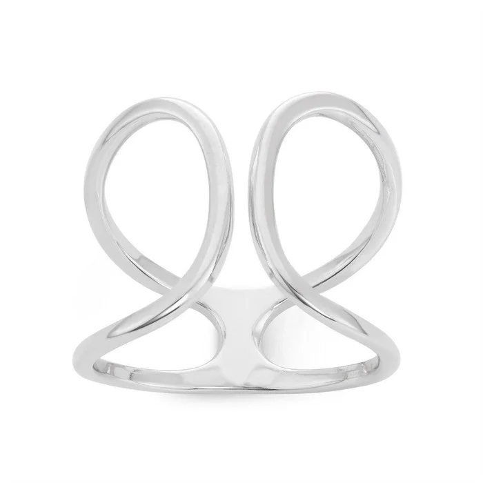 Sterling Silver Wide Open Loopy Ring, Size 8