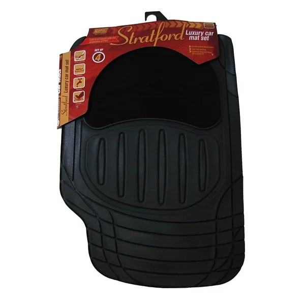 Stratford Luxury Car Mats – Carpet & PVC – Black – 4 Piece