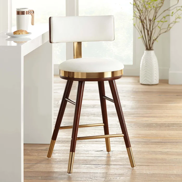 Studio 55D Parker 27 3/4″ High White Leather Counter Stool