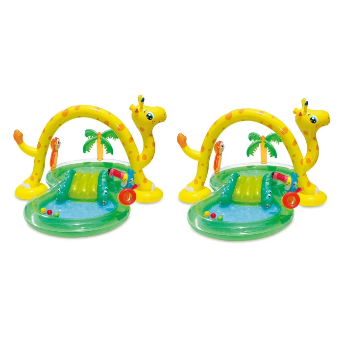 Summer Waves 101in x 75in Inflatable Jungle Play Center Kiddie Pool (2 Pack)